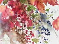 Leaves, haws and privet berries swaying together in teh Autumn hedge