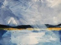 Headland with sea and two birds