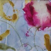 Sweetpea with green tendrils and leaves Splash of gold acrylic paint