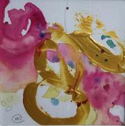 Sweetpeas with splashes of gold acrylic paint.